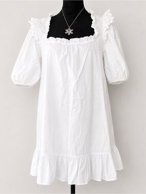 Zara White Ruffle Trim Mini Dress
